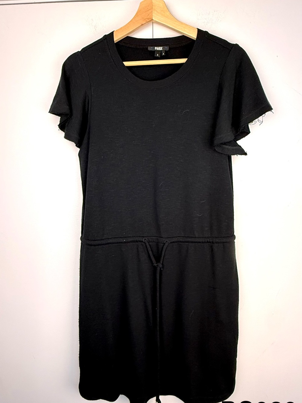 PAIGE Brielle Black Drawstring T-Shirt Mini Dress Size S